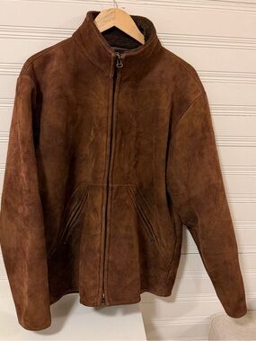 Lee Valley Faux Suede Sherpa Jacket Brown Western Ranch Coat M